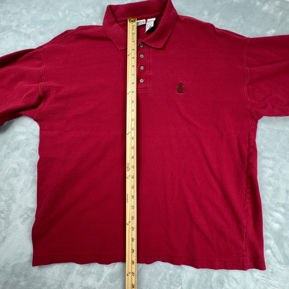 Vintage Bugle Boy Company Mens Red Long Sleeve Polo Shirt Embroidered Logo Y2K L - Picture 7 of 9